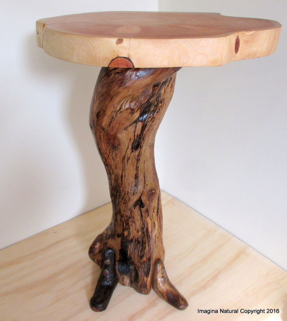 Naturally Unique Cypress Tree Trunk Handmade Coffee Table - Log Rustic Chilean -Twisted log base- FREE WORLDWIDE SHIPPING